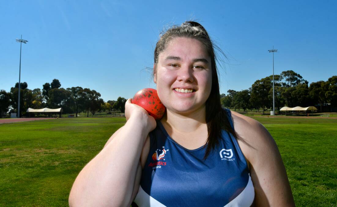 GREAT PERFORMANCE: Emma Berg finished second in the open shot put at the national titles. Picture: NONI HYETT