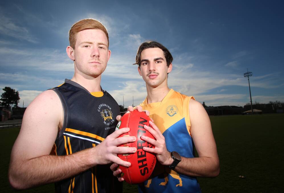 CMC co-captain Daniel Clohesy and BSSC co-captain Liam Marciano ahead of Wednesday's big game at the QEO. Picture: GLENN DANIELS