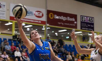 TOP CLASS: Gabe Richards stretches for the ball in her 33-point haul against SEQ Stars. Picture: AKUNA PHOTOGRAPHY