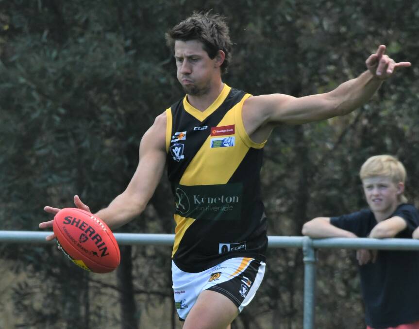 Rhys Magin had another big day in front of the sticks for Kyneton. Picture: ADAM BOURKE