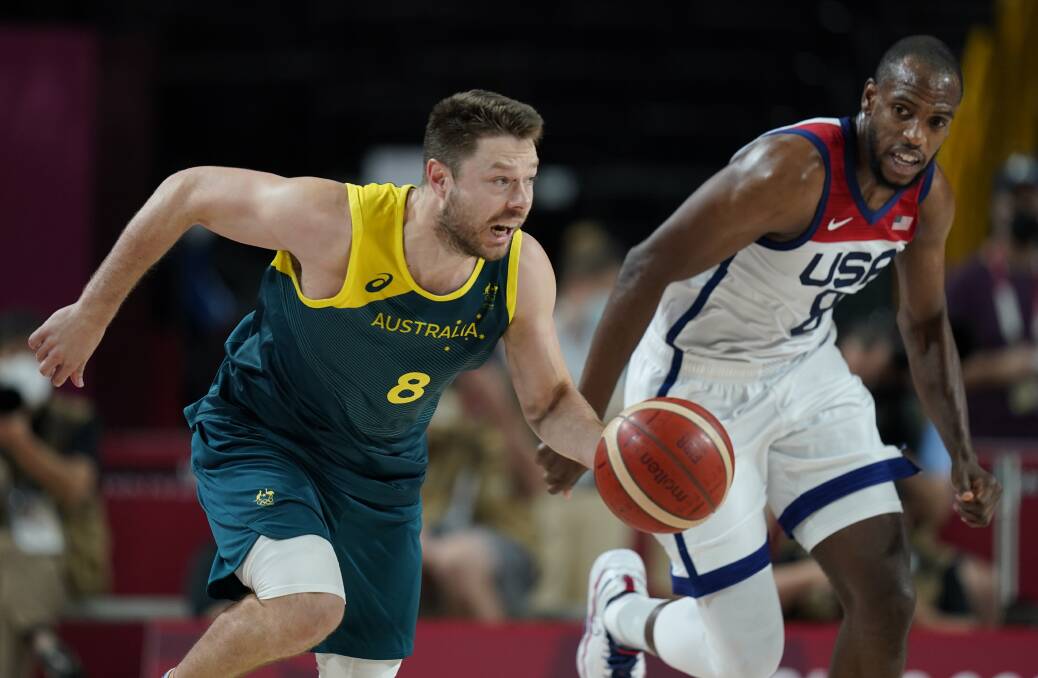 Maryborough's Matthew Dellavedova in the Olympic semi-final loss to the USA. Picture: AAP