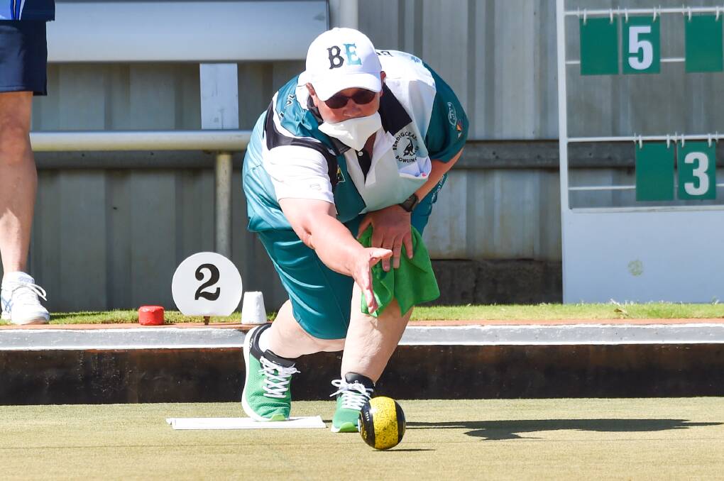 ON TARGET: Bendigo East's Karen Brennan looks to draw shots in her side's hard-fought win over Eaglehawk in round two of midweek pennant bowls. Picture: DARREN HOWE