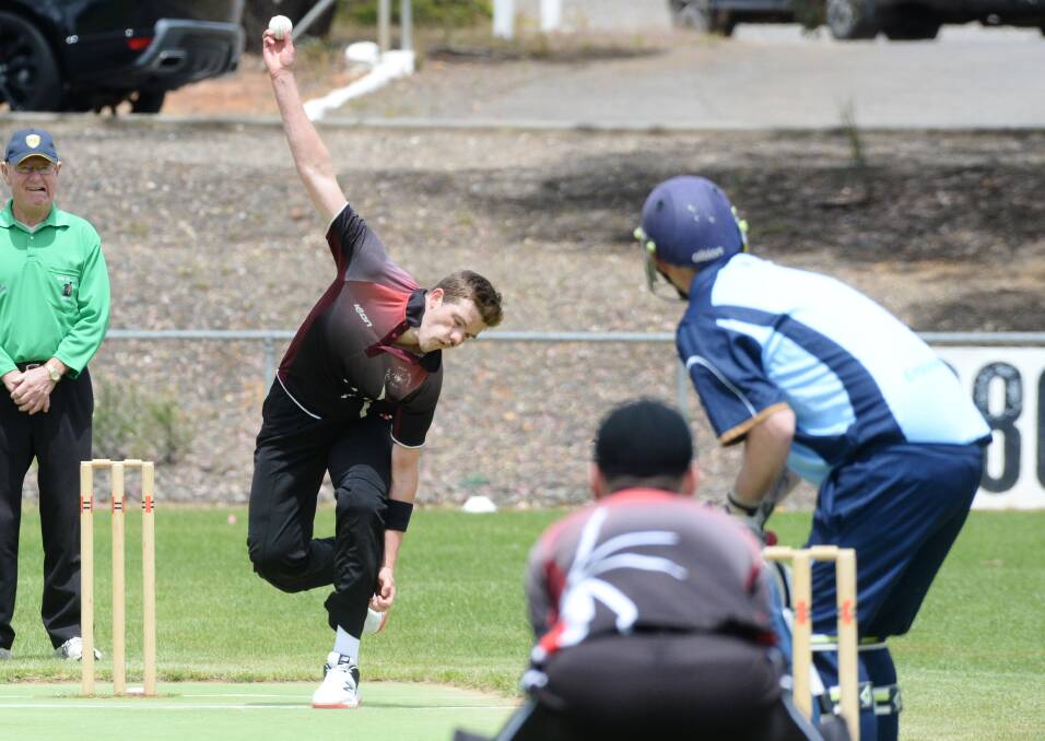West Bendigo's Daniel Whiting bowls during the Redbacks' round one win over Sedgwick. Picture: DARREN HOWE