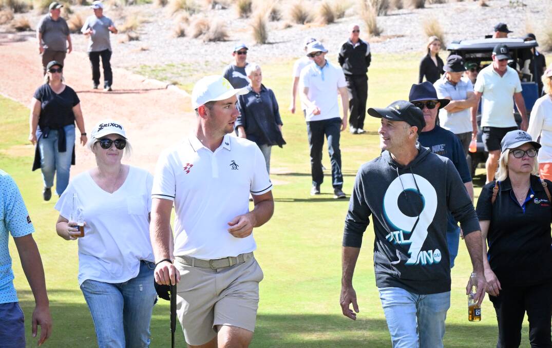 Lucas Herbert mixes with the crowd at the Neangar Park Pro-Am.