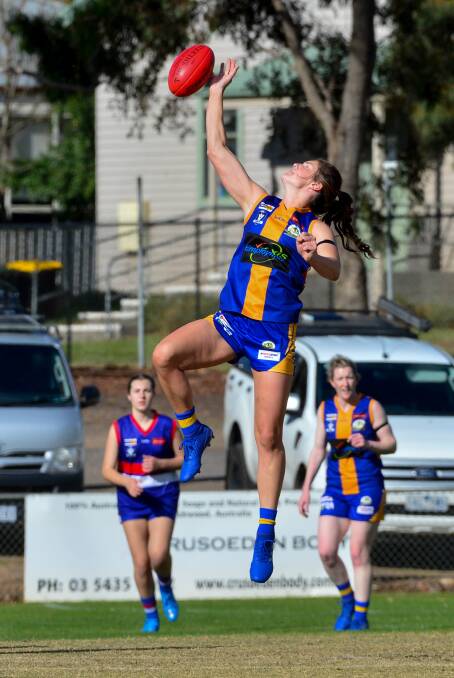 HIGH FLYER: Bulldogs' star player-coach Carly Ladson has taken out the 2021 Central Victoria Football League Women Ultra Tune Best and Fairest.