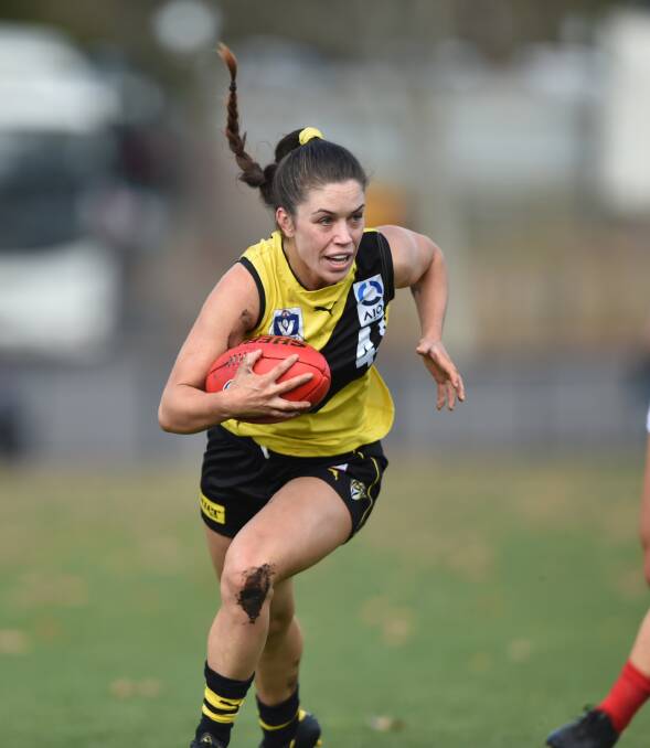 Grace Campbell in action for Richmond's VFLW team. Picture: GLENN DANIELS