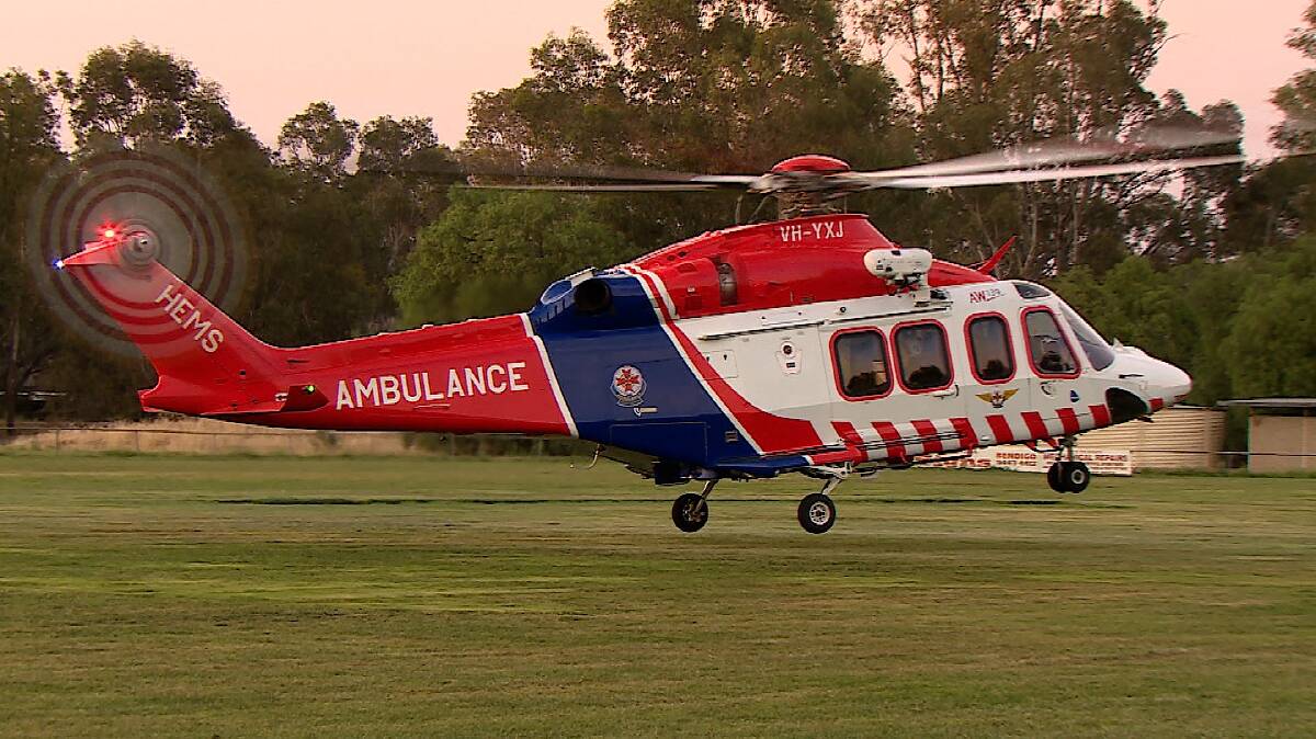 The boy was airlifted from the Serpentine Recreation Reserve to the Royal Children's Hospital following the incident. Picture: Julian Fisher