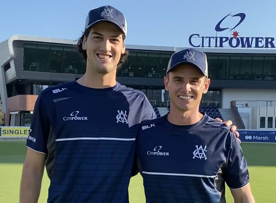 ON DEBUT: Sam Elliott and James Seymour before their first one-day match for Victoria at the Junction Oval on Thursday. Picture: CRICKET VICTORIA