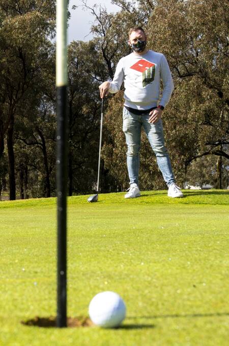 David Hickman on the 13th green at Neangar Park. Picture: DARREN HOWE