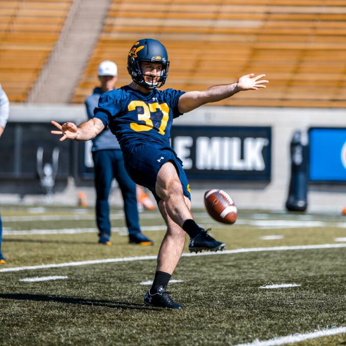 Jamieson Sheahan in training with the Golden Bears at Berkeley. Picture: CAL FOOTBALL
