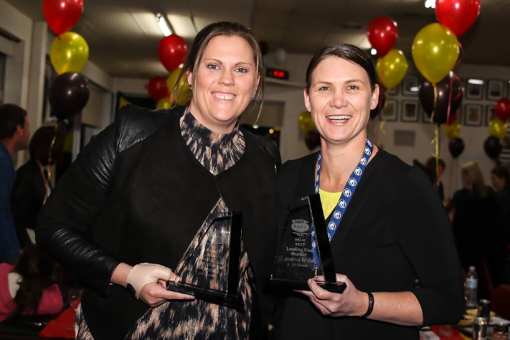 POTENT PAIR: Erin Ross and Andrea Walsh won the Thunder's leading goal kicker awards in 2017.