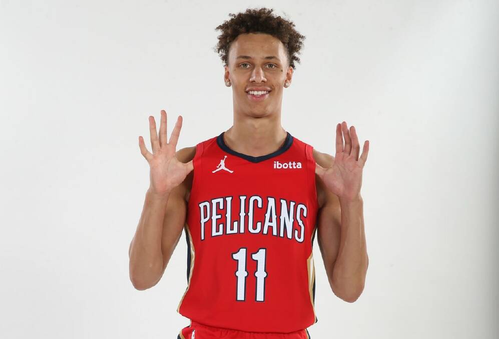 Dyson Daniels at his first media day with New Orleans. Picture: nba.com
