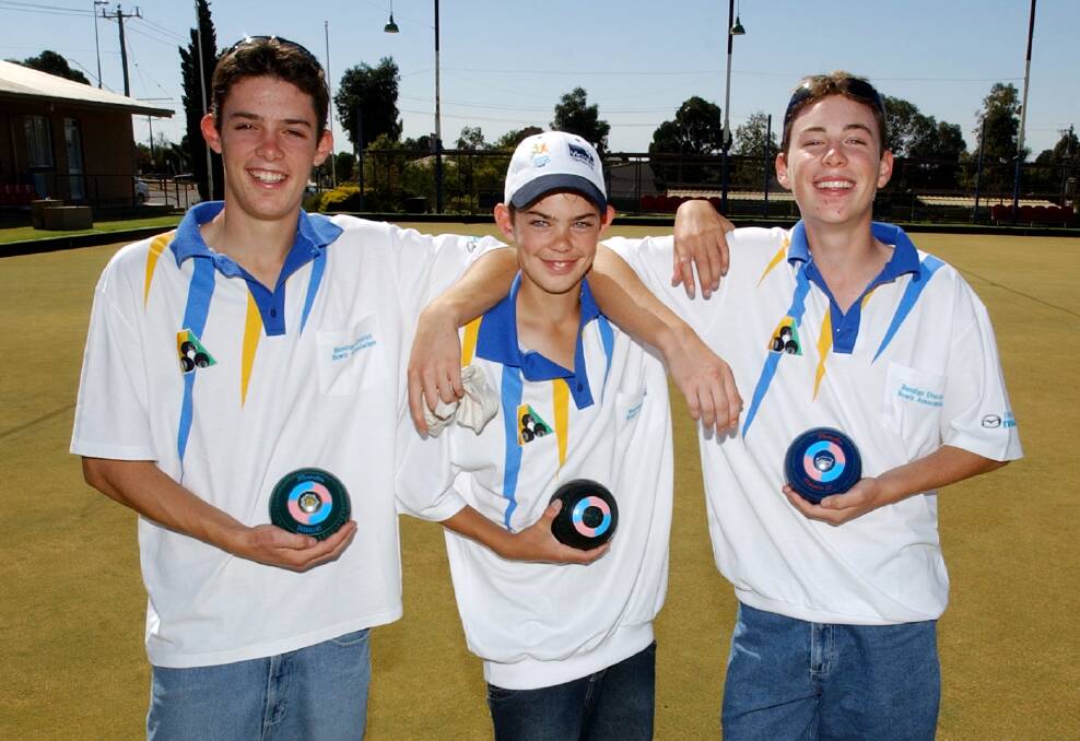 The WIlson boys - Cameron, Aaron and Matt - at North Bendigo Bowls Club in 2005.