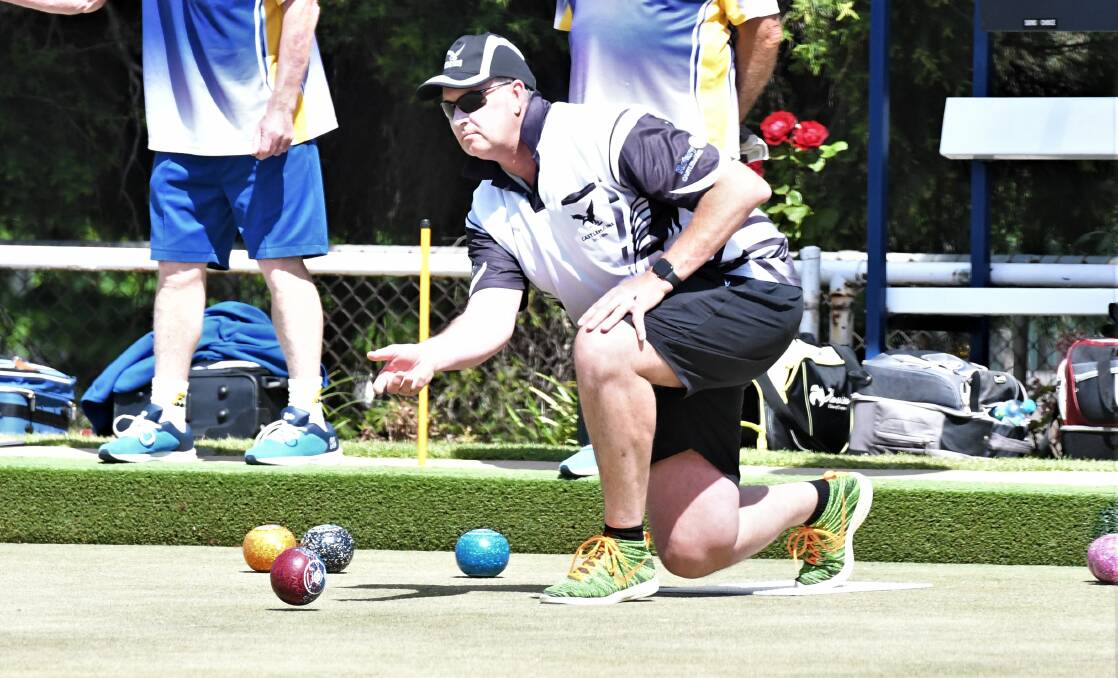 Steven Oliver on the bowls green for Castlemaine this summer.