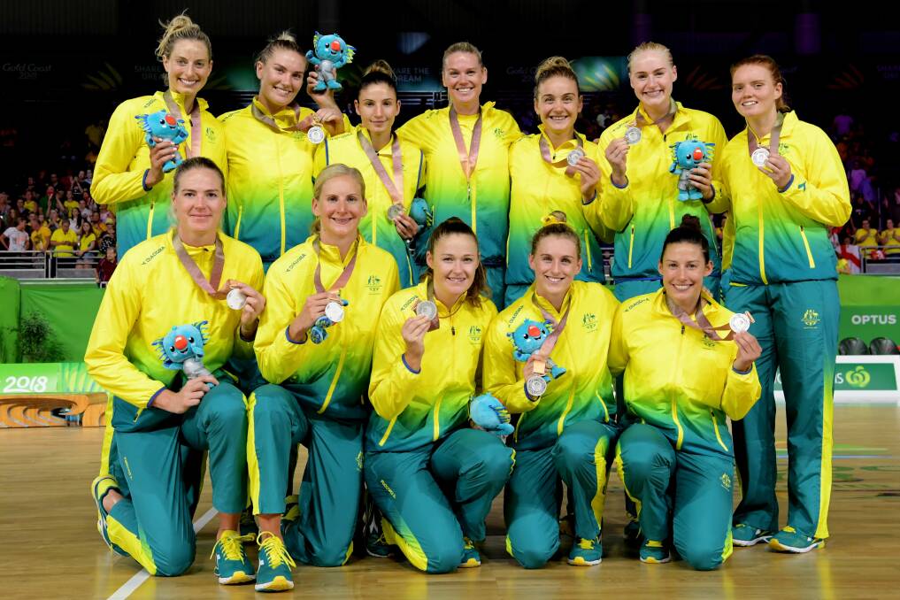 The Diamonds with their silver medals. Thwaites is in the centre of the back row.