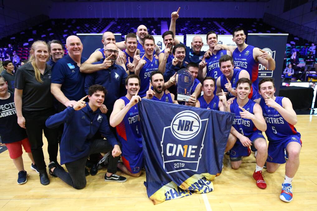 The Nunawading Spectres celebrate their victory. Picture: NBL1