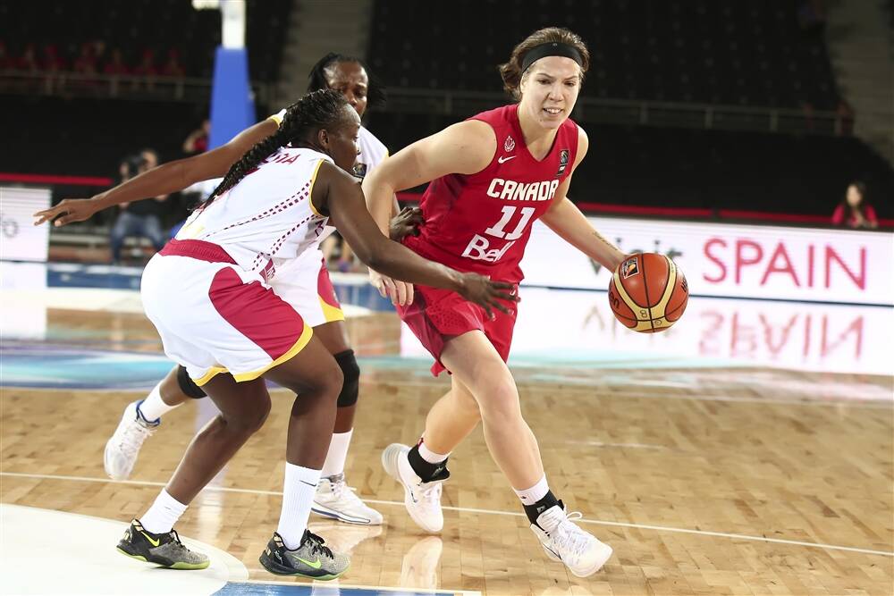 EXPERIENCED: Spirit recruit Katherine Plouffe in action for Canada in international basketball. Picture: FIBA
