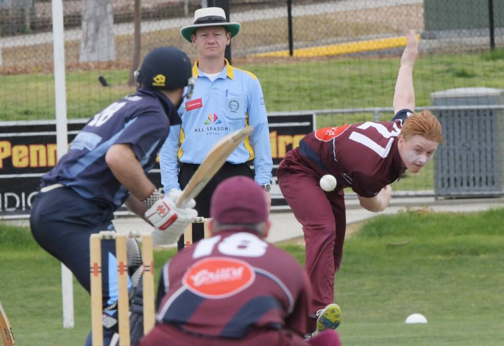 WELL BOWLED: Sandhurst teenager Will Keck bowls against Eaglehawk at Canterbury Park. Pictures: DARREN HOWE