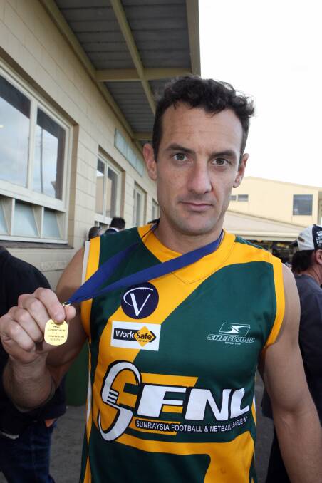 Brad Eaton after winning the best on ground medal for Sunraysia in inter-league football.
