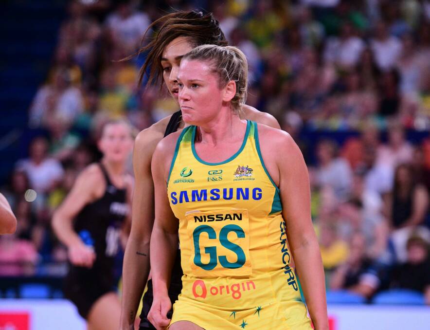 Caitlin Thwaites in her final game for Australia. Picture: PATRICK THWAITES