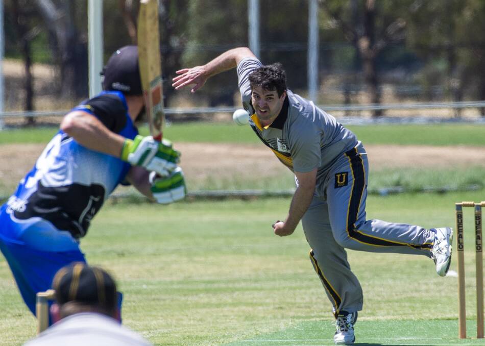 IN SWINGER: United's Lachlan Shawyer took three wickets on Saturday.