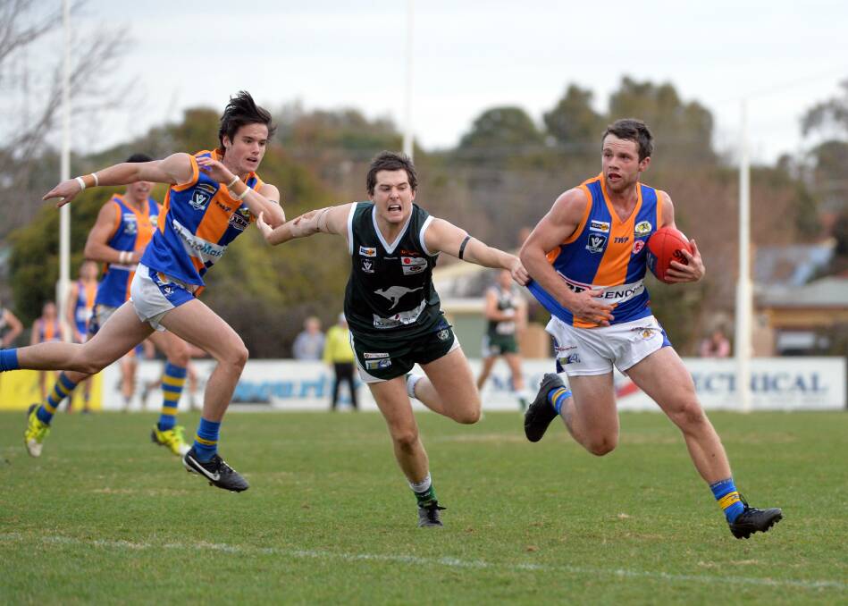 BALL MAGNET: Jack Daley was one of Golden Square's best players in Saturday's big win over Kangaroo Flat. Picture: BILL CONROY