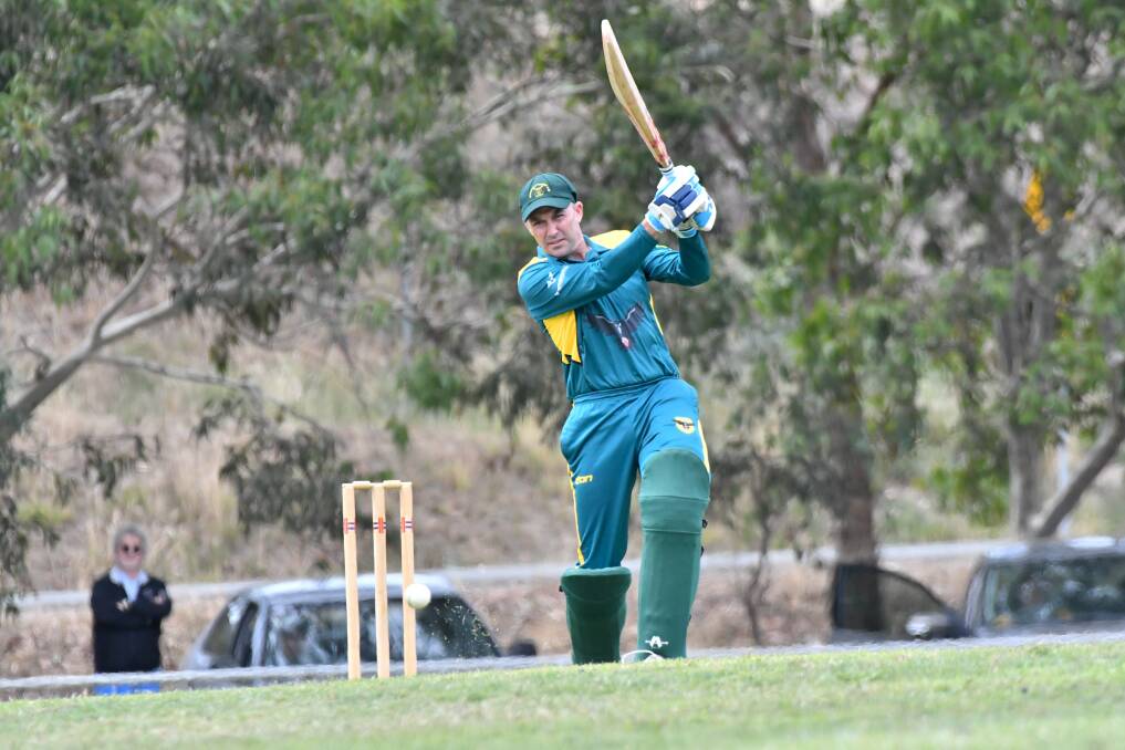Spring Gully's Byron Perrin put on a hitting display last round. Picture: NONI HYETT