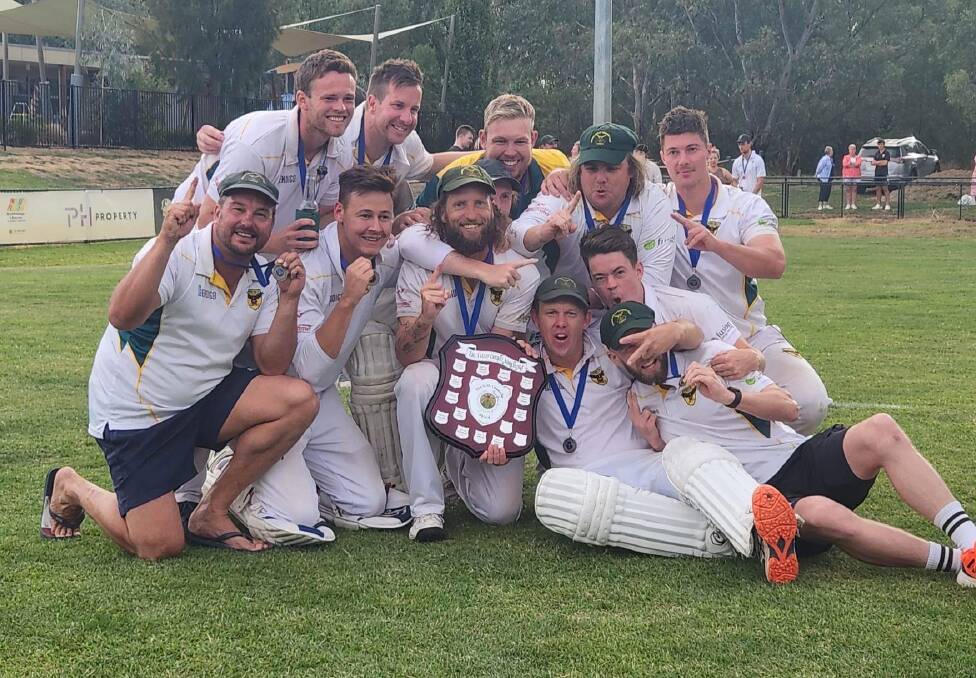 Spring Gully celebrates its EVCA grand final win over United. Picture contributed