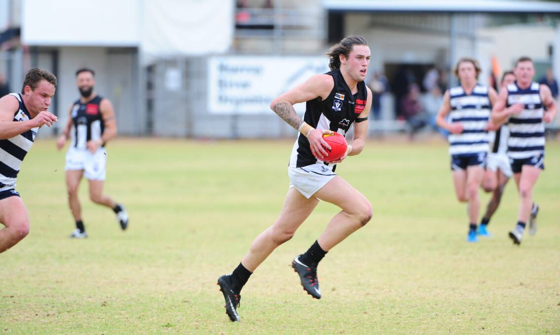 Jack Fallon in action for Merbein in the Sunraysia Football League. Picture: SUNRAYSIA DAILY