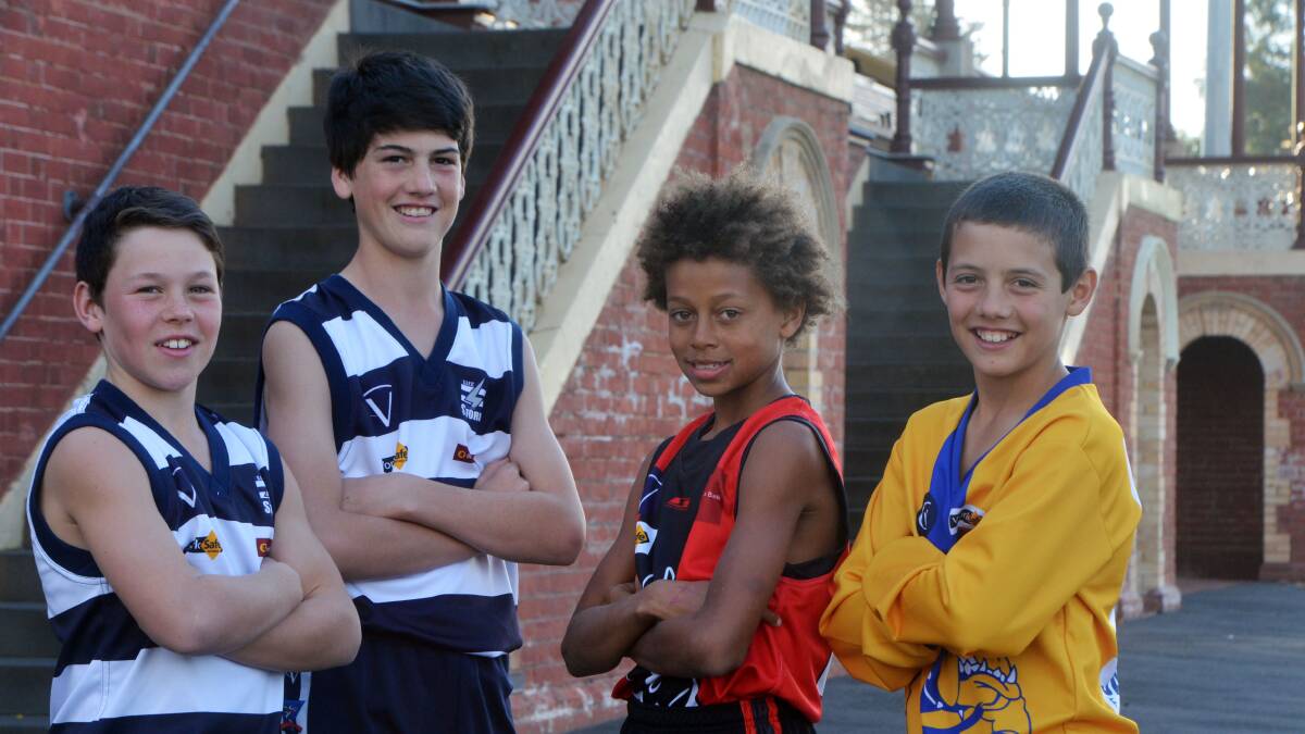 Talented Bendigo footballers Cal McCarty, Sam Elliott, Kai Daniels and Jye Caldwell in mid-2012. 