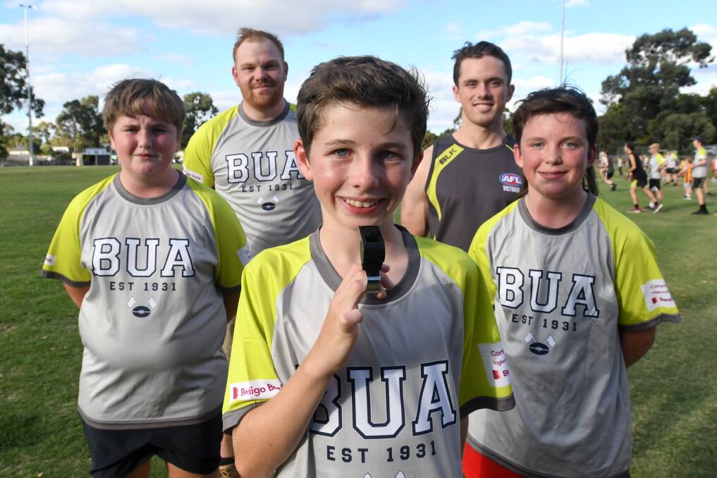 New BUA members Alex Obudzinski, Ryan Spokes, Mitch Pitson, Joe Dennis and Darcy Ford. Picture by Noni Hyett