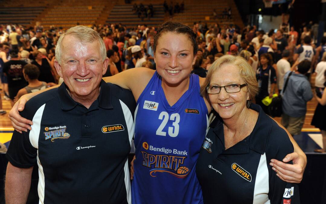 Kelsey Griffin with her parents Jim and Jan, who flew out from Nebraska to watch the grand final.