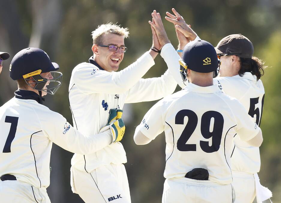 Todd Murphy has seven wickets for the match against Tasmania. Picture: GETTY IMAGES