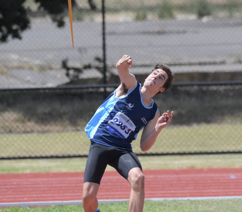 James Bentley throws the javelin early in the 2019 season. Picture: NONI HYETT