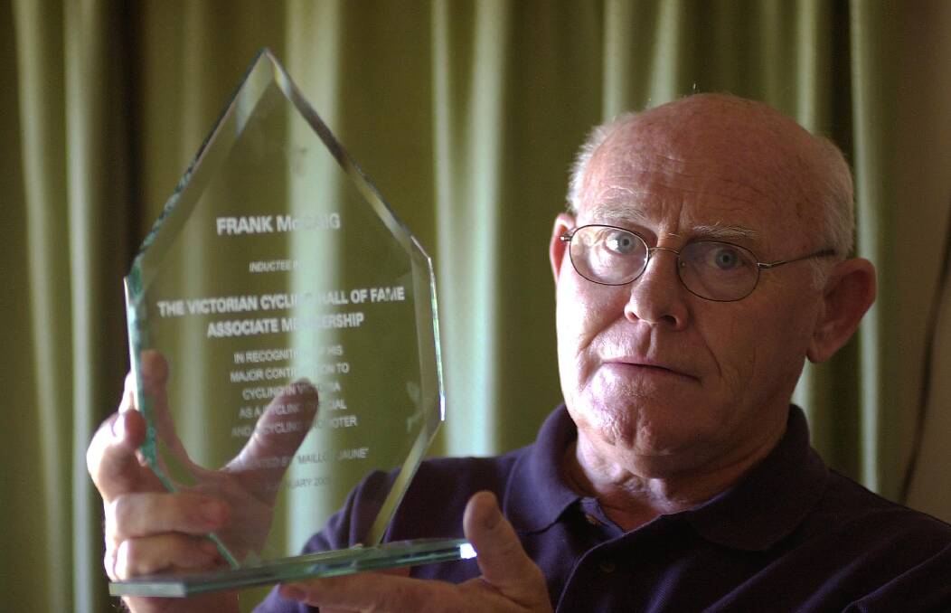 Frank McCaig in 2005 after his induction to the Victorian Cycling Hall of Fame.
