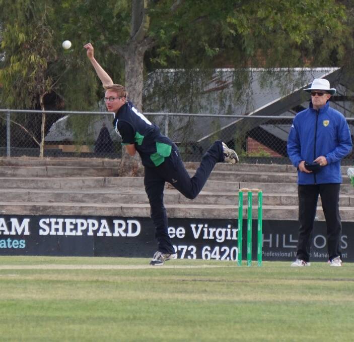 WELL BOWLED: Sandhurst's Liam Bowe in action for Victoria Country against Victoria Metropolitan at the national under-19 championships in Adelaide. 