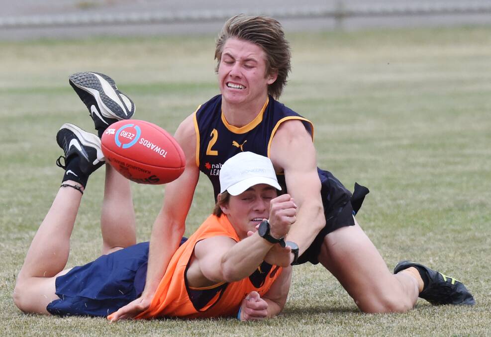 There was no holding back on night one of the Bendigo Pioneers' pre-season training. Picture: DARREN HOWE
