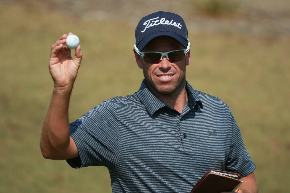Andrew Martin after making an ace on the par-three second hole. Picture: GOLF NSW