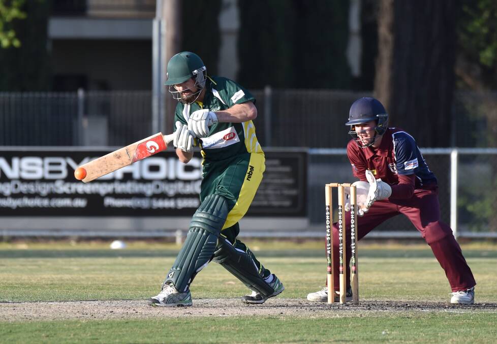 UP AND ABOUT: Daniel Barber on his way to 40 not out off just 22 balls against Sandhurst. Pictures: GLENN DANIELS