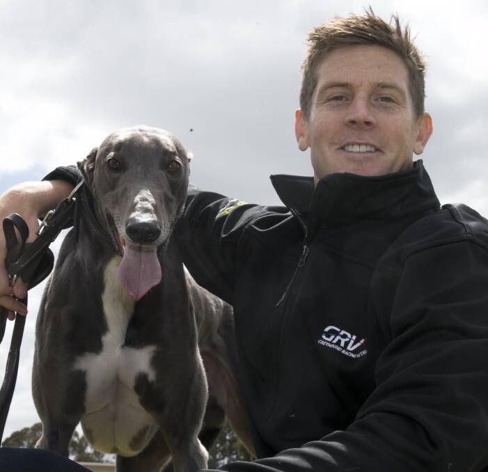 MAN'S BEST FRIEND: Nick Dal Santo with his greyhound namesake Nicky Dal ahead of Saturday's Ready 2 Race Sales at Lord's Raceway. Picture: CONTRIBUTED