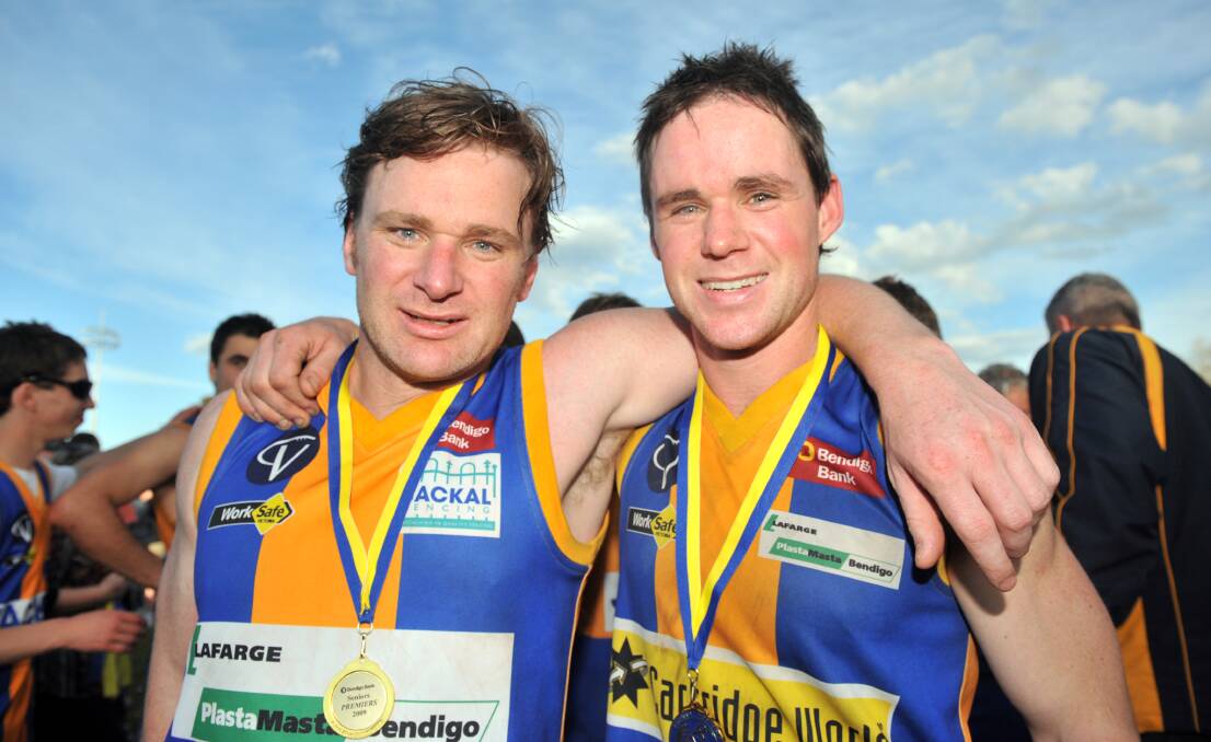 Nick and Christian Carter after Golden Square's win in the 2009 grand final.