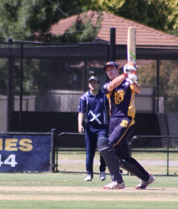 NO NEED TO RUN: Jack Neylon belts one of his five sixes in his innings of 93.