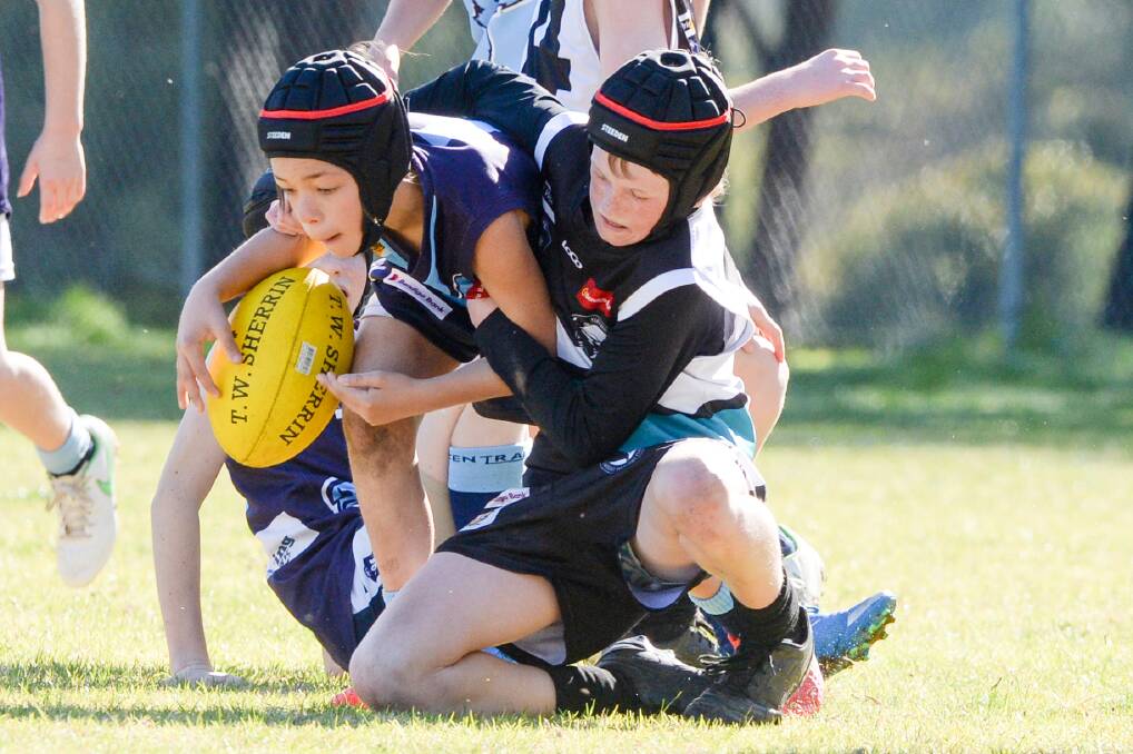 Action from the BJFL under-12C game between Eaglehawk and Maryborough. Picture: DARREN HOWE