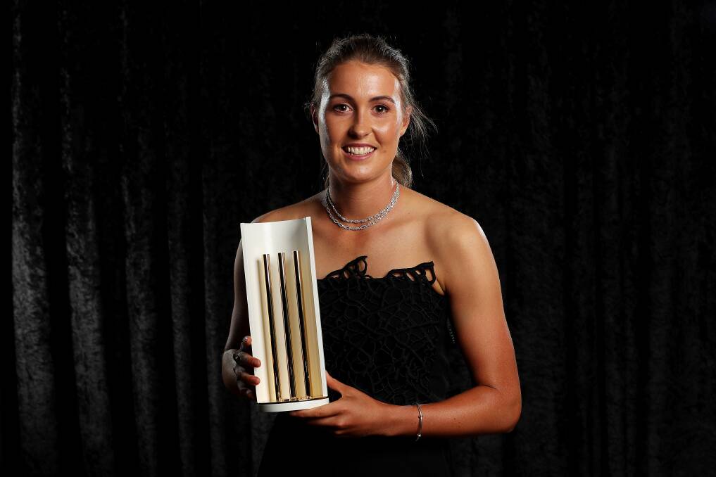 RISING STAR: Tayla Vlaeminck after she was named the Betty Wilson Young Cricketer of the Year. Picture: GETTY IMAGES 