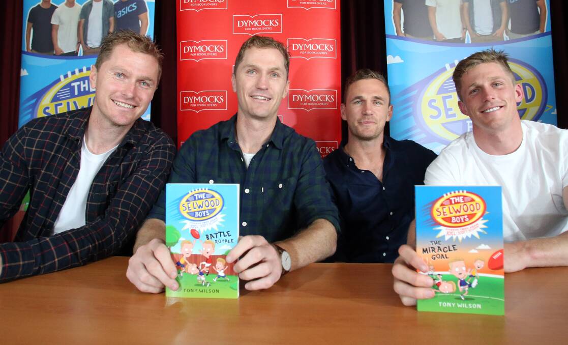 The Selwood boys back in Bendigo in 2016 to launch a children's book about their junior footy tales.