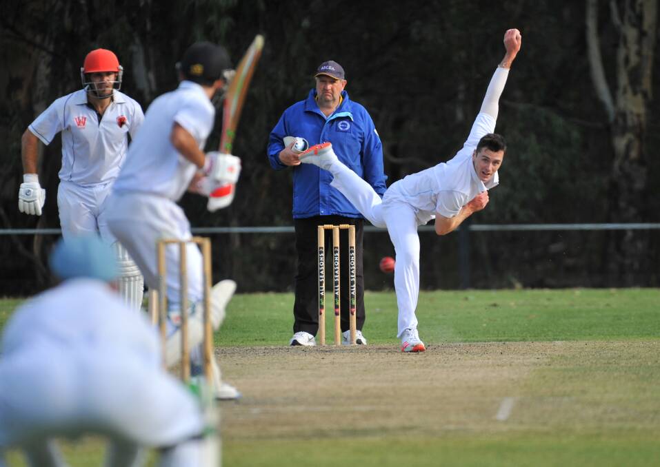 SPEED MACHINE: Chris Sole lets a delivery go for Strathdale-Maristians in the BDCA. Picture: ADAM BOURKE 