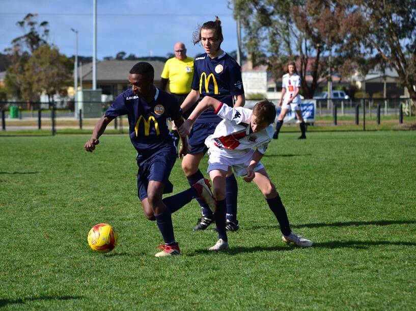 Sydney Ndikumana scored a hat-trick for Bendigo under-15s against Ballarat. Picture: CONTRIBUTED