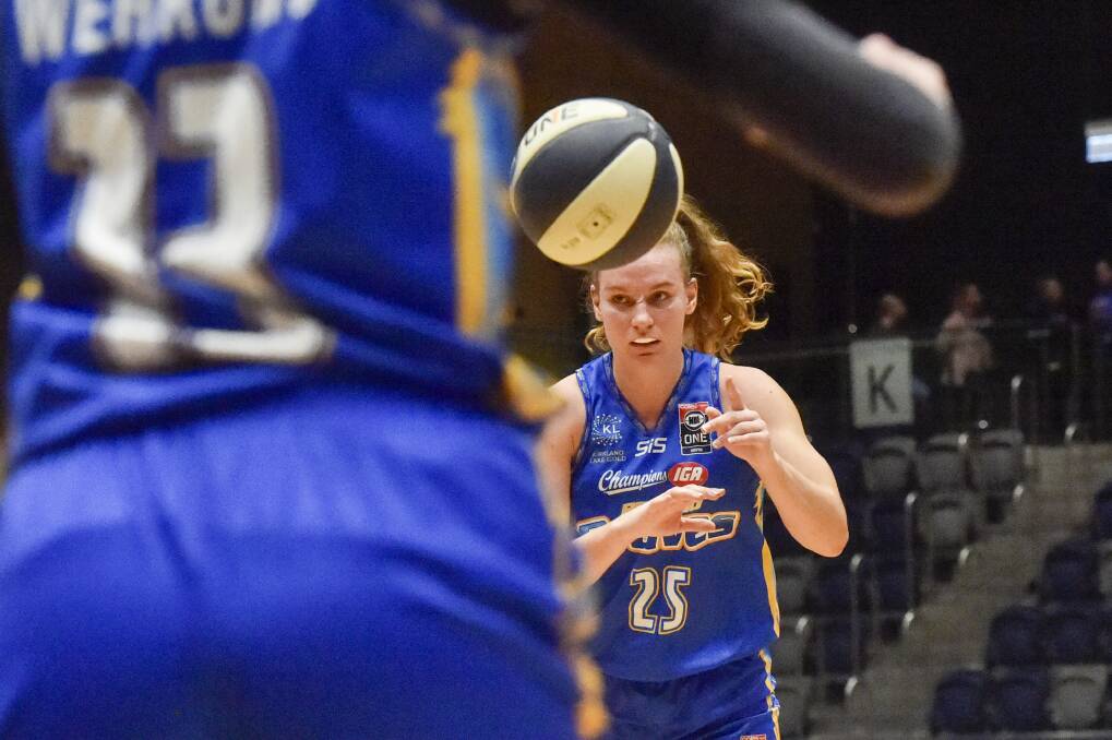 Centre Meg McKay is in great form for the Braves in the NBL1 South women competition.