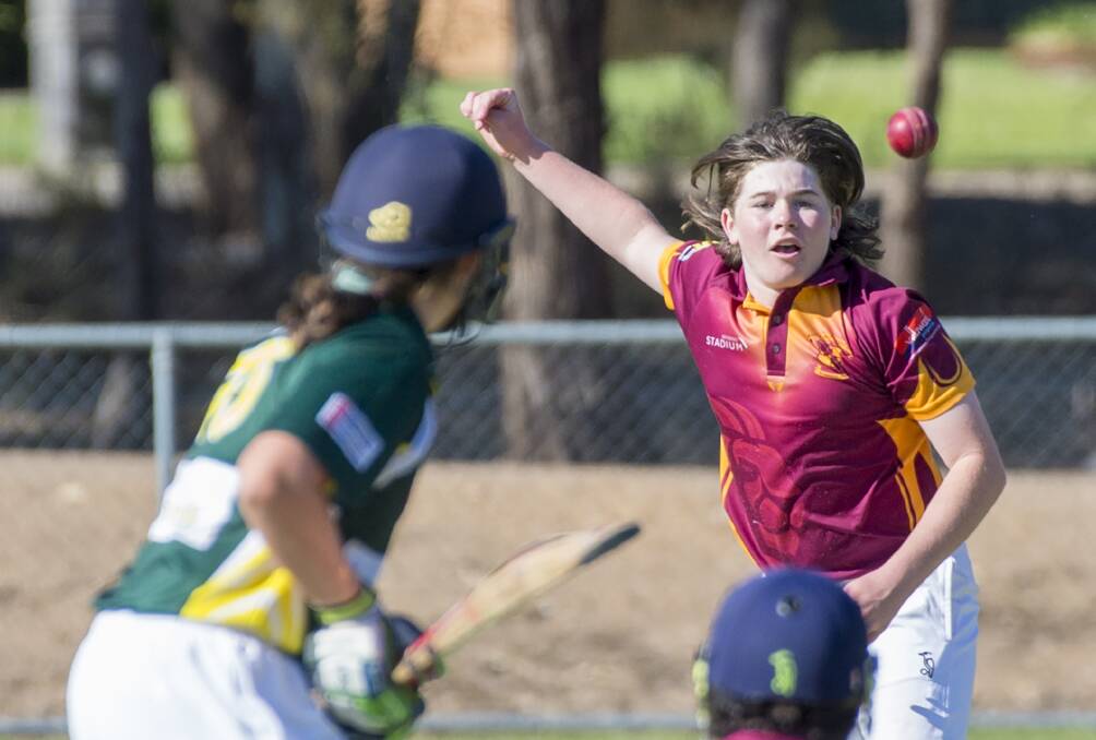 SPIN TO WIN: Maiden Gully's Jasper Langley bowls against Kangaroo Flat in the under-16A semi-final. Pictures: DARREN HOWE