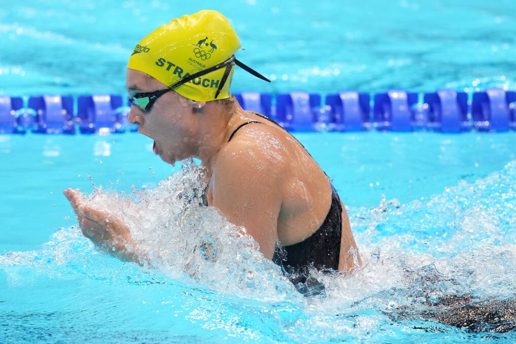 GREEN AND GOLD: Jenna Strauch swimming for Australia at last year's Tokyo Olympics. Picture: GETTY IMAGES